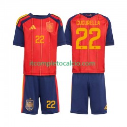 Maglia Spagna Marc Cucurella 22 Divisa Home Mondiali 2026 Manica Corta ,Bambino