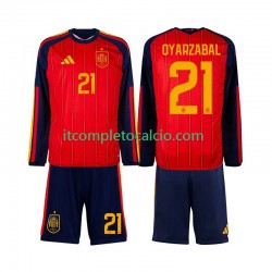 Maglia Spagna Mikel Oyarzabal 21 Divisa Home Mondiali 2026 Manica Lunga ,Bambino