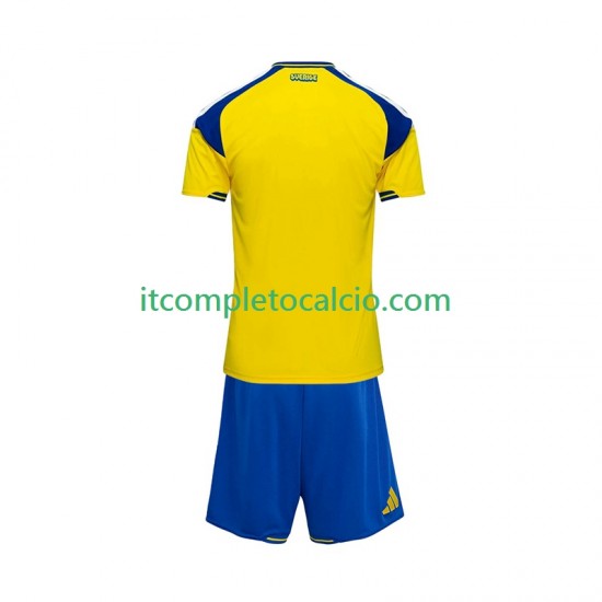 Maglia Svezia Divisa Home 2026 Manica Corta ,Bambino