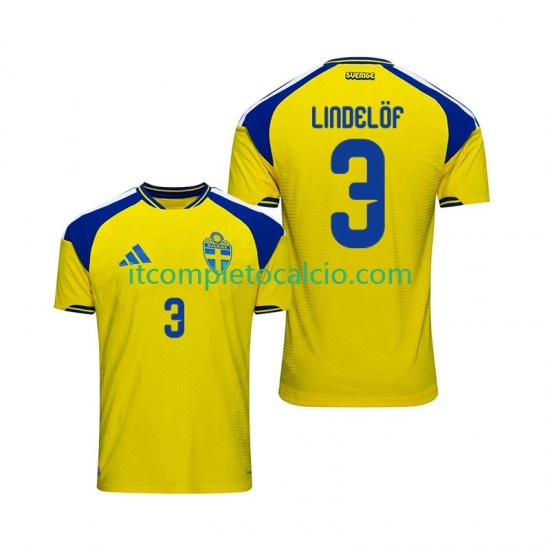 Maglia Svezia Victor Lindelof 3 Divisa Home 2026 Manica Corta ,Uomo