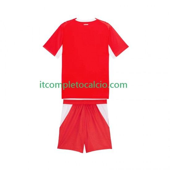 Maglia Svizzera Divisa Home Mondiali 2026 Manica Corta ,Bambino