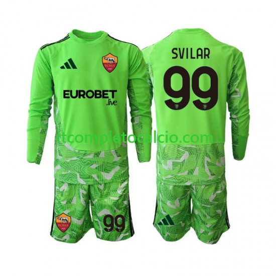 Maglia AS Roma Mile Svilar 99 Portiere Divisa Home 2026-2027 Manica Lunga ,Bambino