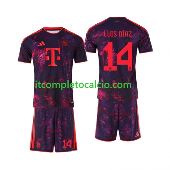 Maglia FC Bayern München Luis Diaz 14 Terza Divisa 2026-2027 Manica Corta ,Bambino