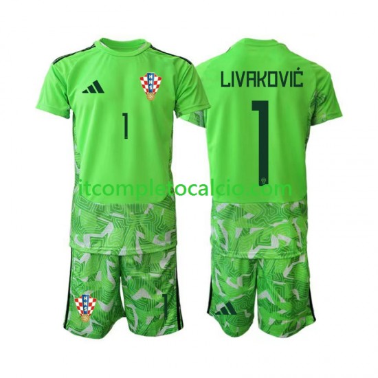 Maglia Croazia Dominik Livakovic 25 Portiere Divisa Home 2026-2027 Manica Corta ,Bambino