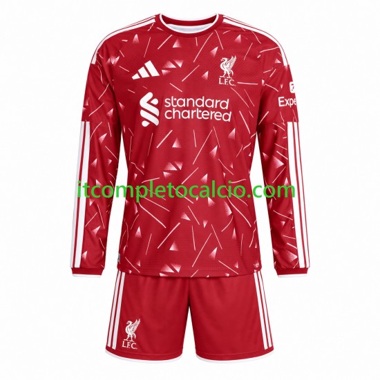 Maglia Liverpool Divisa Home 2026-2027 Manica Lunga ,Bambino
