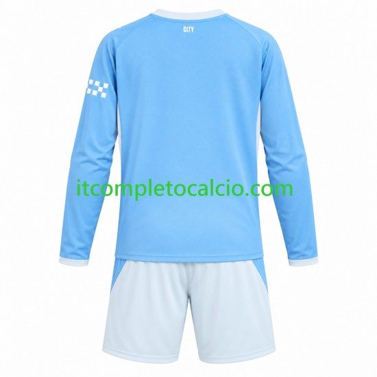 Maglia Manchester City Divisa Home 2026-2027 Manica Lunga ,Bambino