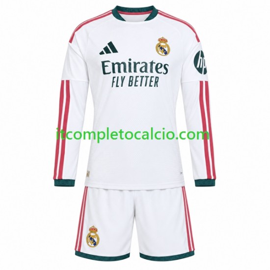 Maglia Real Madrid Divisa Home 2026-2027 Manica Lunga ,Bambino