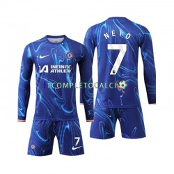 Maglia Chelsea Neto 7 Divisa Home 2024-2025 Manica Lunga ,Bambino