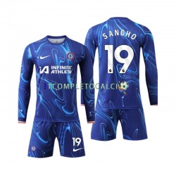 Maglia Chelsea Sancho 19 Divisa Home 2024-2025 Manica Lunga ,Bambino