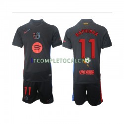 Maglia FC Barcelona Raphinha 11 Divisa Away 2024-2025 Manica Corta ,Bambino