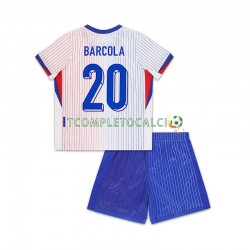 Maglia Francia Bradley Barcola 20 Divisa Away 2024 Manica Corta ,Bambino