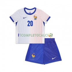 Maglia Francia Bradley Barcola 20 Divisa Away 2024 Manica Corta ,Bambino
