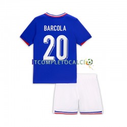 Maglia Francia Bradley Barcola 20 Divisa Home 2024 Manica Corta ,Bambino