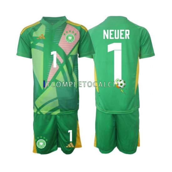 Maglia Germania Manuel Neuer 1 Portiere Terza Divisa 2024-2025 Manica Corta ,Bambino