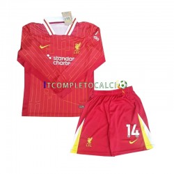 Maglia Liverpool Chiesa 14 Divisa Home 2024-2025 Manica Lunga ,Bambino
