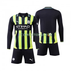 Maglia Manchester City Divisa Away 2024-2025 Manica Lunga ,Bambino