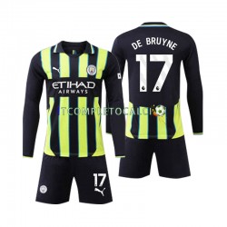 Maglia Manchester City Kevin De Bruyne 17 Divisa Away 2024-2025 Manica Lunga ,Bambino