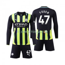 Maglia Manchester City Phil Foden 47 Divisa Away 2024-2025 Manica Lunga ,Bambino
