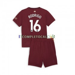 Maglia Manchester City RODRIGO 16 Terza Divisa 2024-2025 Manica Corta ,Bambino
