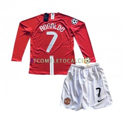 Maglia Manchester United Cristiano Ronaldo 7 Champion League 2007 Retro Divisa Home Manica Lunga ,Bambino