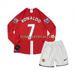 Maglia Manchester United Cristiano Ronaldo 7 2007 Retro Divisa Home Manica Lunga ,Bambino