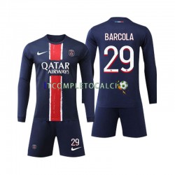 Maglia Paris Saint-Germain Bradley Barcola 29 Divisa Home 2024-2025 Manica Lunga ,Bambino