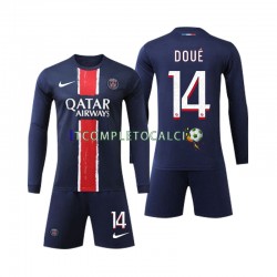 Maglia Paris Saint-Germain D Doue 14 Divisa Home 2024-2025 Manica Lunga ,Bambino