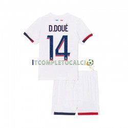 Maglia Paris Saint-Germain Desire Doue 14 Divisa Away 2024-2025 Manica Corta ,Bambino