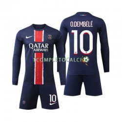 Maglia Paris Saint-Germain O Dembele 10 Divisa Home 2024-2025 Manica Lunga ,Bambino
