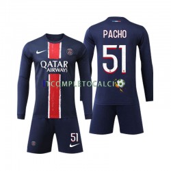 Maglia Paris Saint-Germain Pacho 51 Divisa Home 2024-2025 Manica Lunga ,Bambino