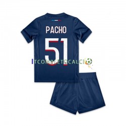 Maglia Paris Saint-Germain Willian Pacho 51 Divisa Home 2024-2025 Manica Corta ,Bambino