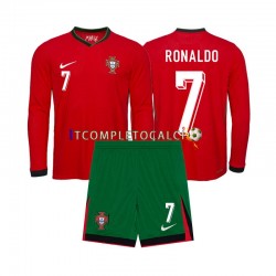 Maglia Portogallo Ronaldo 7 Divisa Home Euro 2024 Manica Lunga ,Bambino