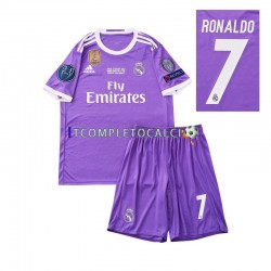 Maglia Real Madrid Cristiano Ronaldo 7 2016 Retro Divisa Away Manica Corta ,Bambino