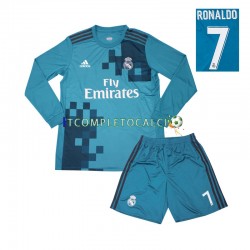 Maglia Real Madrid Cristiano Ronaldo 7 2017 Retro Terza Divisa Manica Lunga ,Bambino