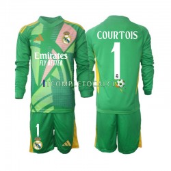 Maglia Real Madrid Thibaut Courtois 1 Portiere Terza Divisa 2024-2025 Manica Lunga ,Bambino