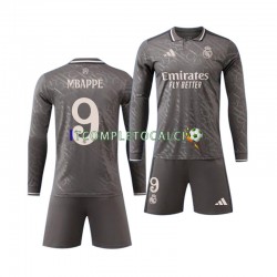 Maglia Real Madrid Mbappé Kylian 9 Terza Divisa 2024-2025 Manica Lunga ,Bambino