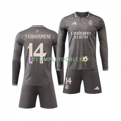 Maglia Real Madrid Tchouameni 14 Divisa Away 2024-2025 Manica Lunga ,Bambino