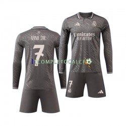 Maglia Real Madrid Vinicius Junior 7 Terza Divisa 2024-2025 Manica Lunga ,Bambino