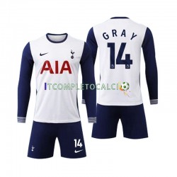 Maglia Tottenham Spurs Gray 14 Divisa Home 2024-2025 Manica Lunga ,Bambino