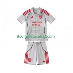 Maglia Olympique Lyonnais Terza Divisa 2025-2026 Manica Corta ,Bambino