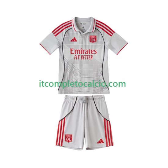 Maglia Olympique Lyonnais Terza Divisa 2025-2026 Manica Corta ,Bambino