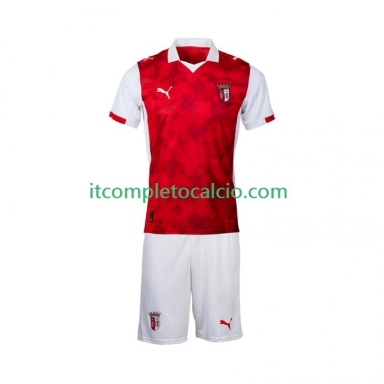 Maglia SC Braga Divisa Home 2025-2026 Manica Corta ,Bambino