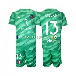 Maglia Atlético Madrid Jan Oblak 13 Portiere Divisa Away 2023-2024 Verde Manica Corta ,Bambino