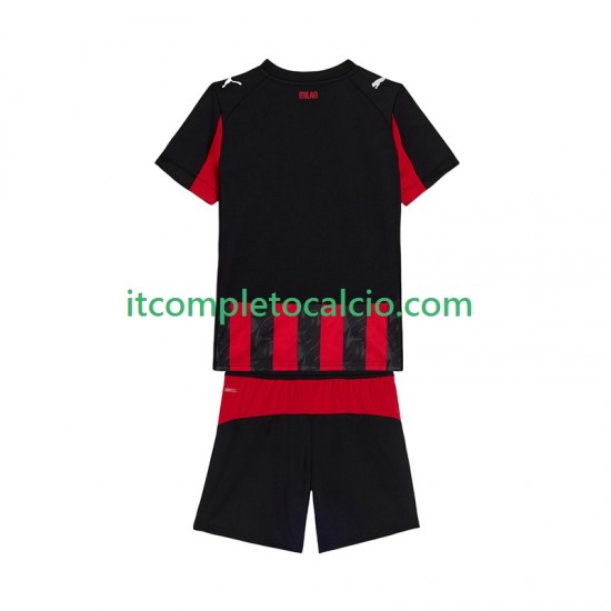Maglia AC Milan Divisa Home 2025-2026 Manica Corta ,Bambino