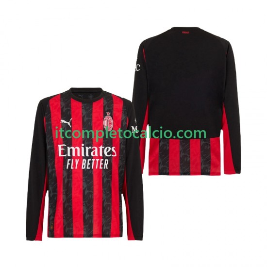 Maglia AC Milan Divisa Home 2025-2026 Manica Lunga ,Uomo