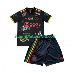 Maglia AFC Ajax Bob Marley Special Divisa Home 2025-2026 Nero Manica Corta ,Bambino