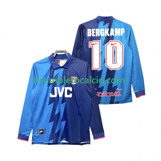 Maglia Arsenal Bergkamp 10 1995 1996 Retro Divisa Away Manica Lunga ,Uomo