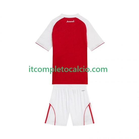 Maglia Arsenal Divisa Home 2025-2026 Manica Corta ,Bambino