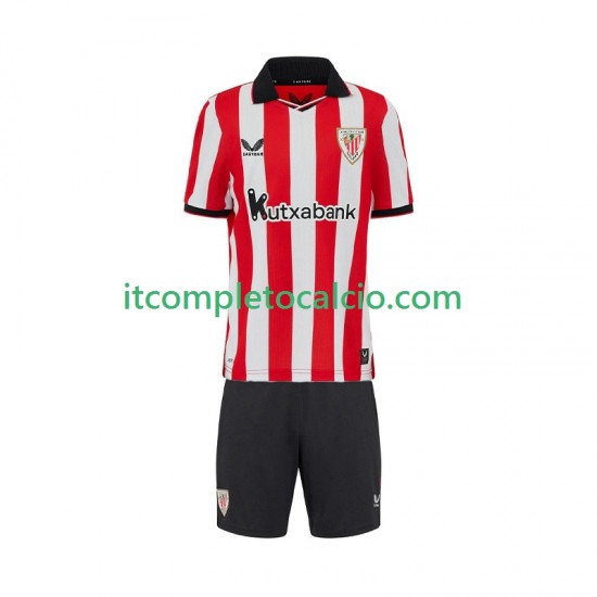 Maglia Athletic Bilbao Divisa Home 2025-2026 Manica Corta ,Bambino