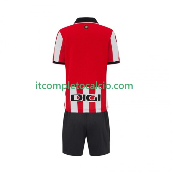 Maglia Athletic Bilbao Divisa Home 2025-2026 Manica Corta ,Bambino